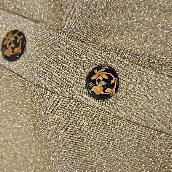 Willi Smith Green metallic floral design button up sweater Med. office church - Picture 7 of 7
